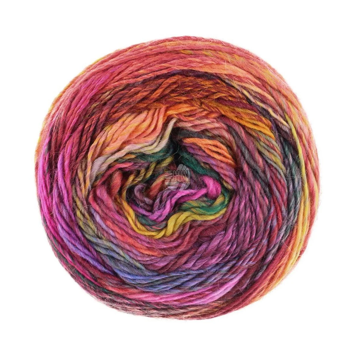 Lana Grossa - Colorissimo 0218 pink fuchsia dottergelb graugelb orange rotbraun graugrün schwarzrot