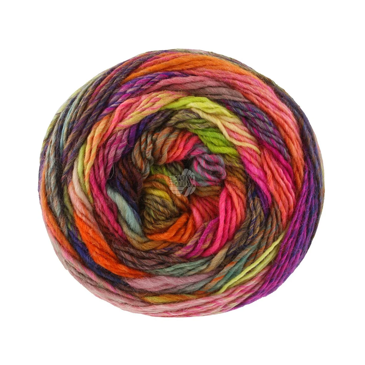 Lana Grossa - Colorissimo 0219 grau dunkelbraunviolett rotviolett orange rot gelb hellgrün pink mintgrau koralle