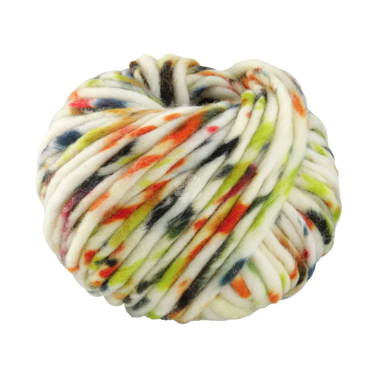 Lana Grossa - Confetti 0202 weiß orange himbeer grau stahlblau oliv rostbraun dunkelbraun schwarz