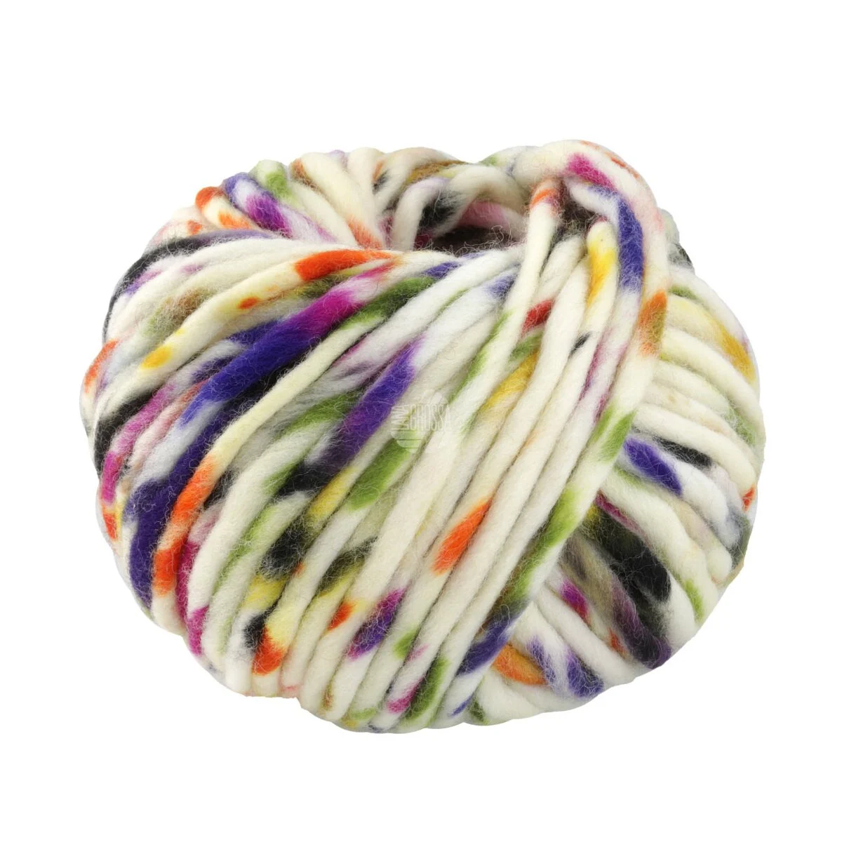 Lana Grossa - Confetti 0204 weiß orange gelb rot grau apfelgrün dunkelgrün lila blauviolett