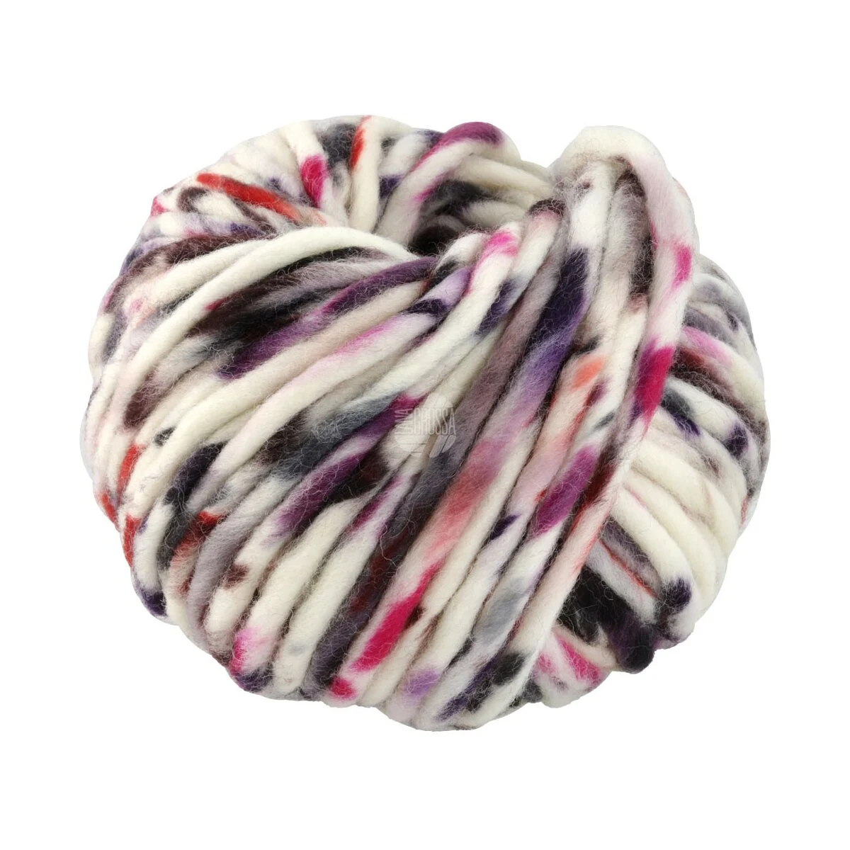 Lana Grossa - Confetti 0205 weiß fuchsia dunkelviolett rosenholz rot veilchenlila mokka schwarz grau anthrazit