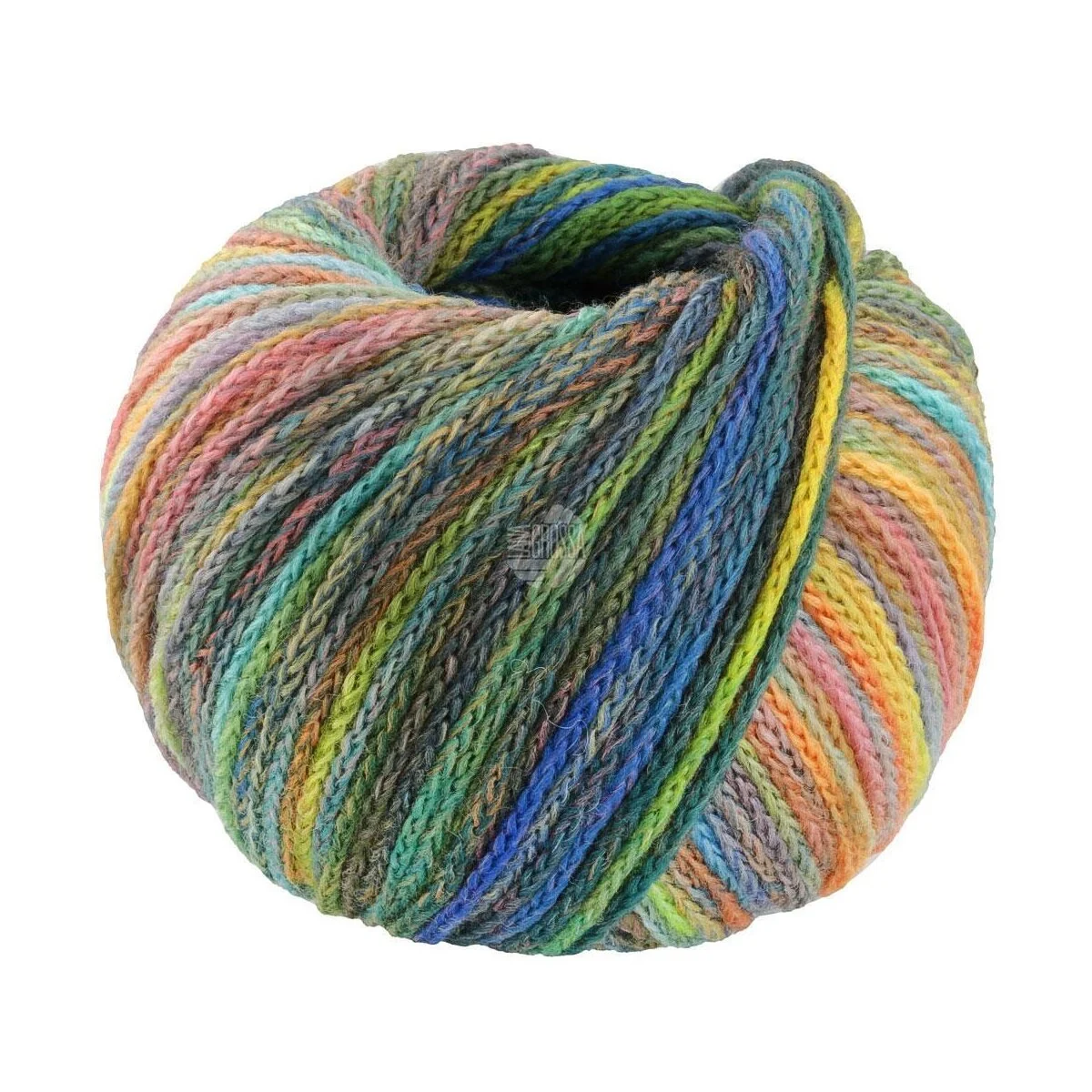 Lana Grossa - Cool Merino Color 0311 grün gelb blau petrol dunkeloliv ocker flieder pink