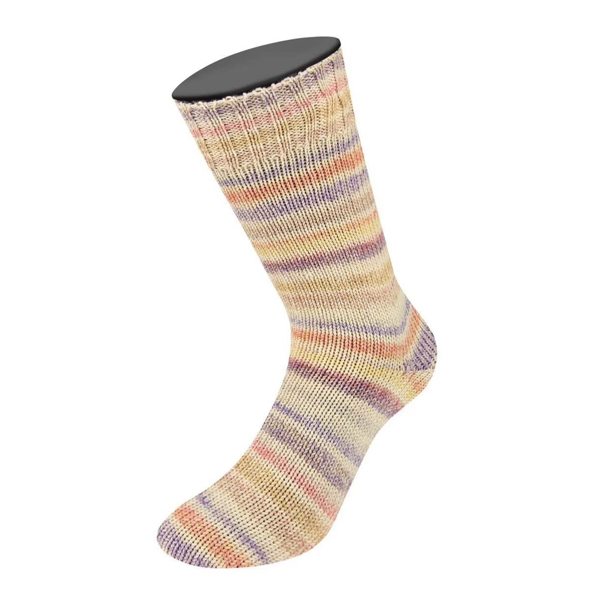 Lana Grossa - Cool Wool 4 Socks Print 7762 khaki natur rosa antikviolett lila hellgrau senfgelb taupe hellrot