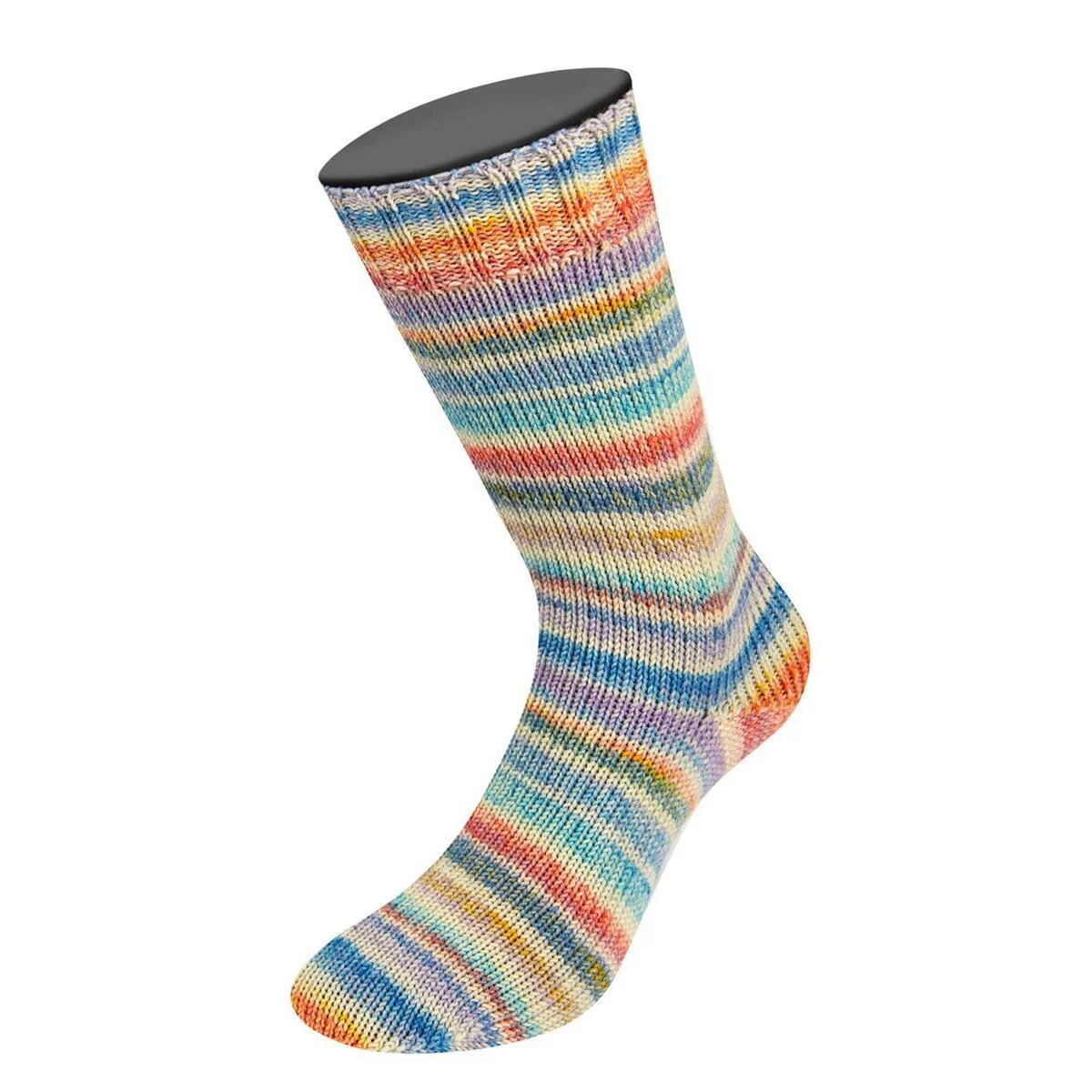Lana Grossa - Cool Wool 4 Socks Print 7763 ecru türkis hellblau graublau gelb orange lila tomatenrot kornblume rost