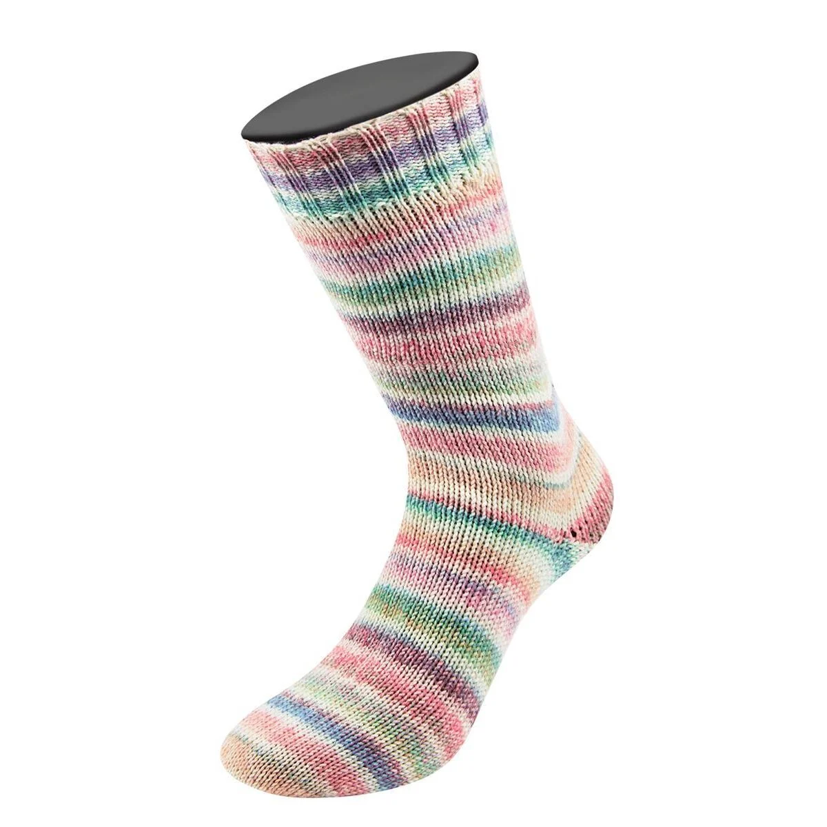 Lana Grossa - Cool Wool 4 Socks Print 7769 creme rosé veilchenblau lachs pfirsich/ mint minttürkis graublau graurot hellrot
