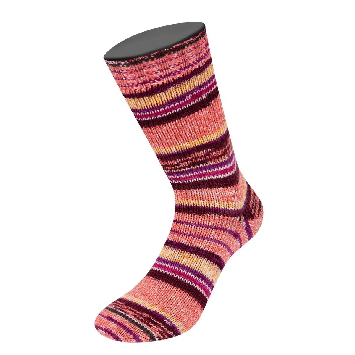 Lana Grossa - Cool Wool 4 Socks Print IIl 7211 orchidee ecru fuchsia dunkelrot mandarin gelb