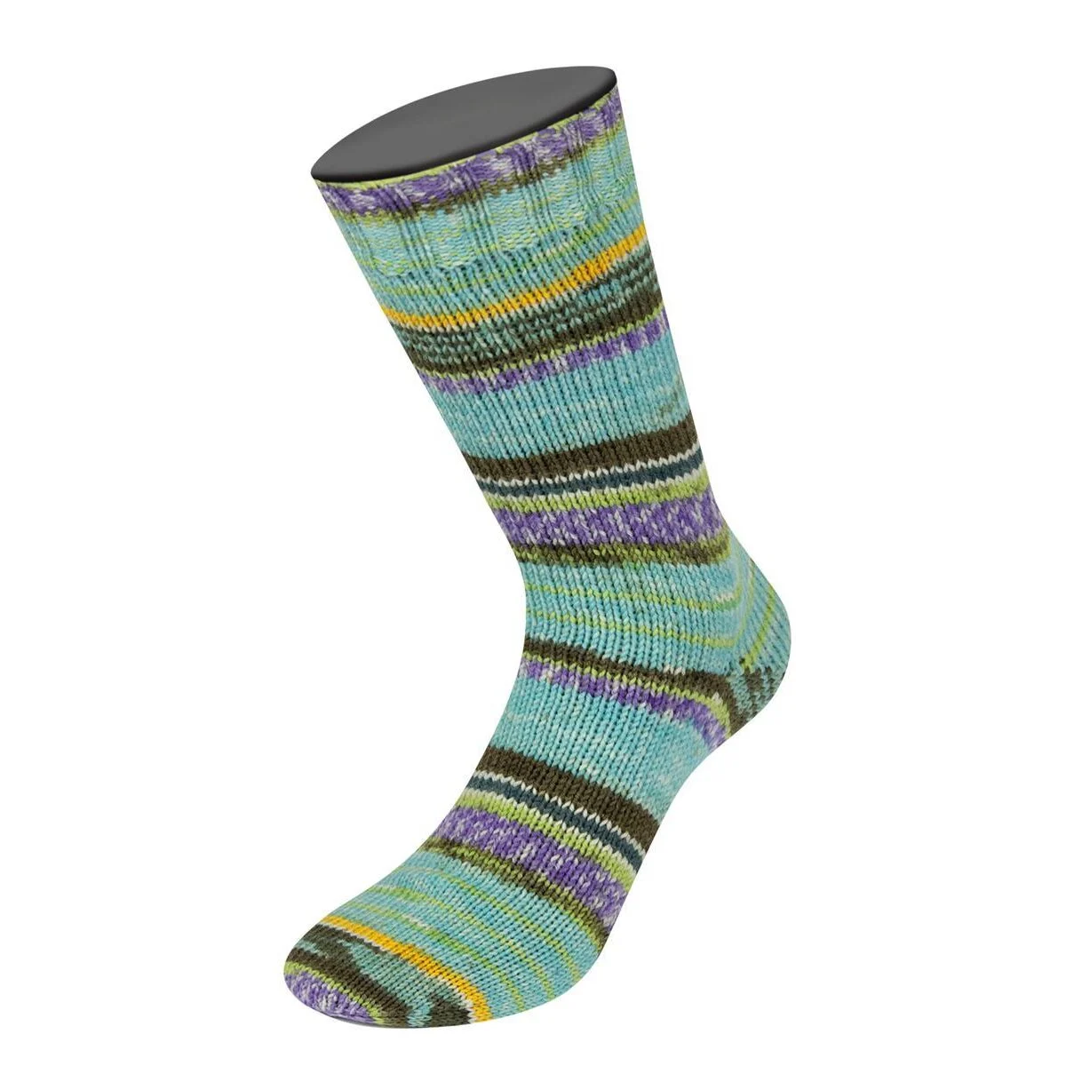 Lana Grossa - Cool Wool 4 Socks Print IIl 7215 pistazie minttürkis gelb creme moosgrün tiefseegrün lila