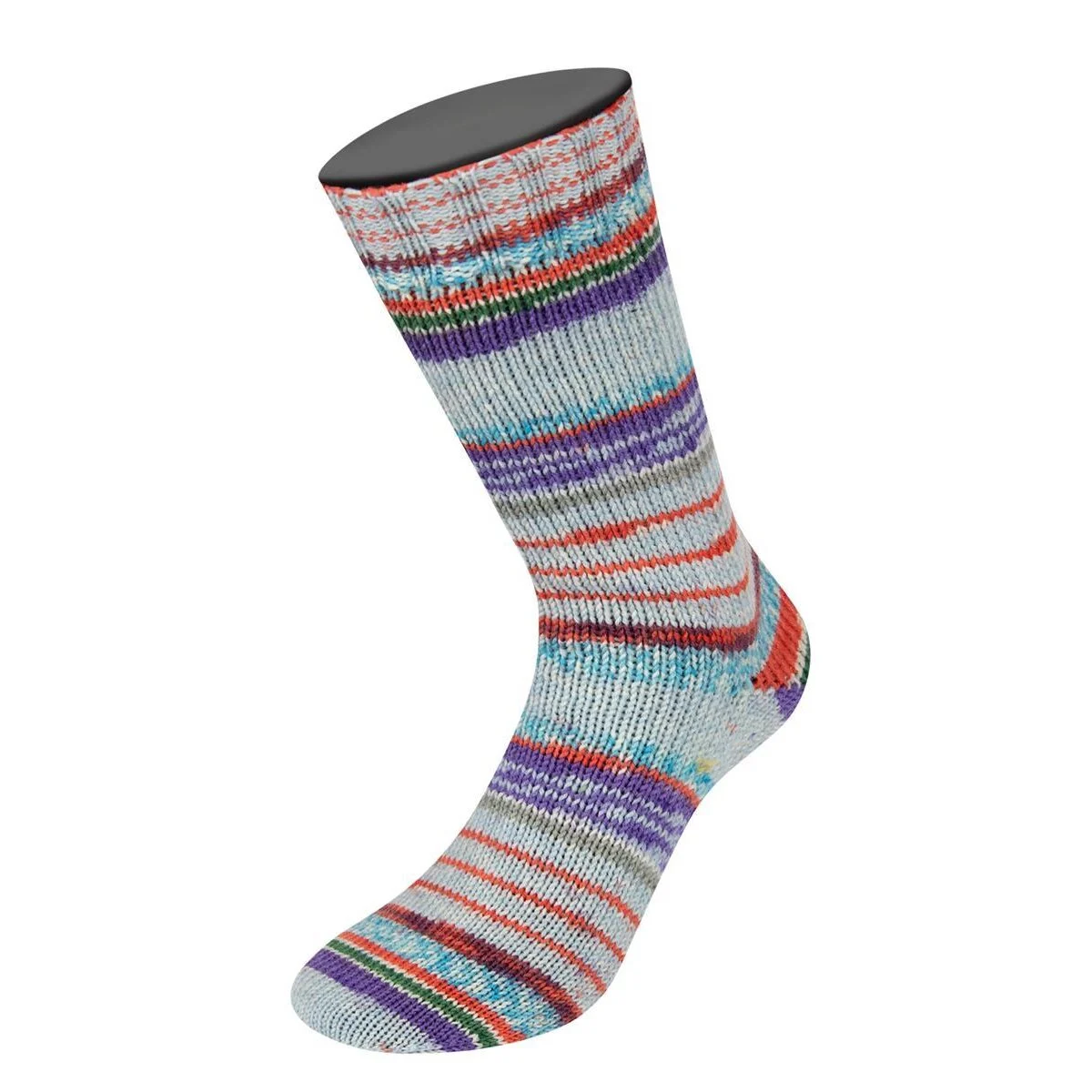 Lana Grossa - Cool Wool 4 Socks Print IIl 7217 viol grün hellgrau bleu türkisblau rostrot grau dunkelrot