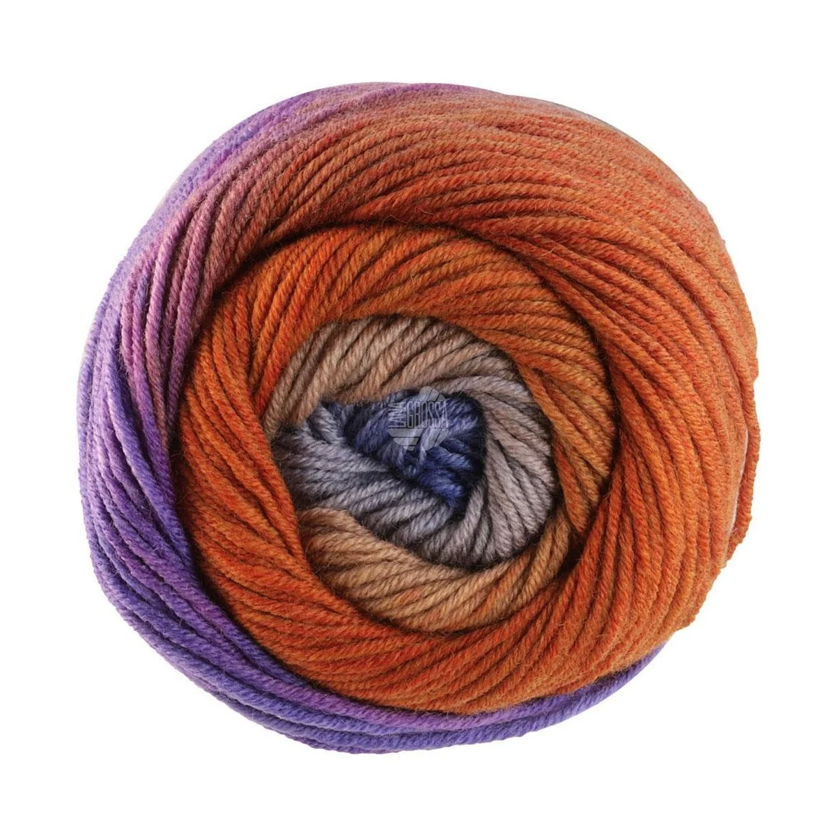 Lana Grossa - Cool Wool Big Color 4031 ockergelb graubeige jeansblau violett nougat