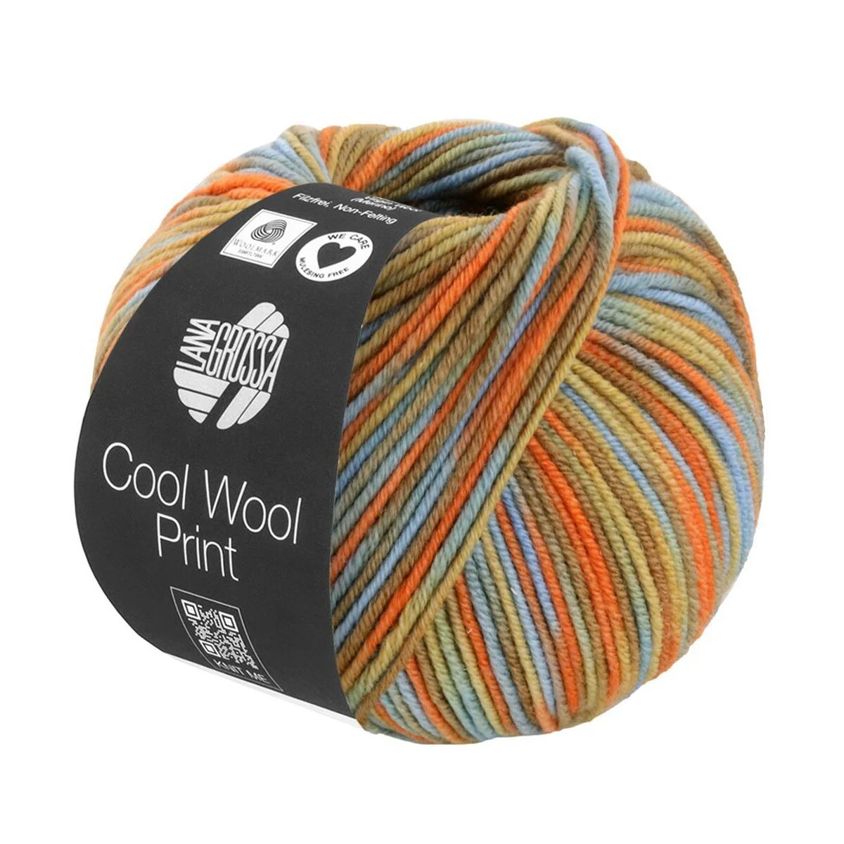 Lana Grossa - Cool Wool Print 0834 orange ocker nougat seegrün graublau