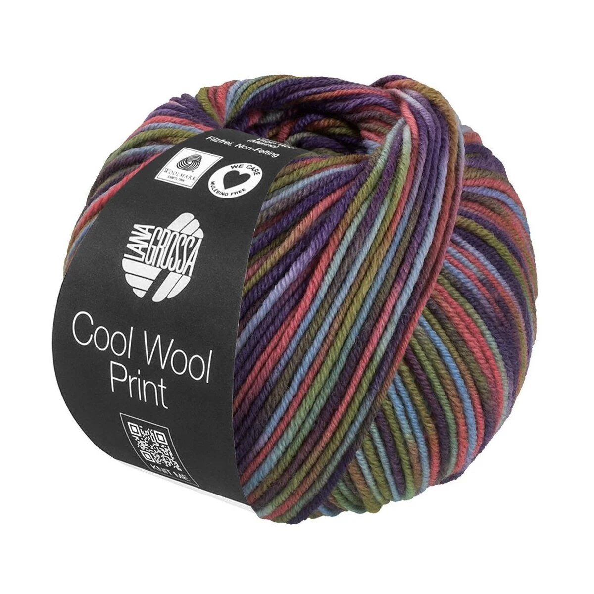 Lana Grossa - Cool Wool Print 0838 hellblau graugrün camel erika blaulila