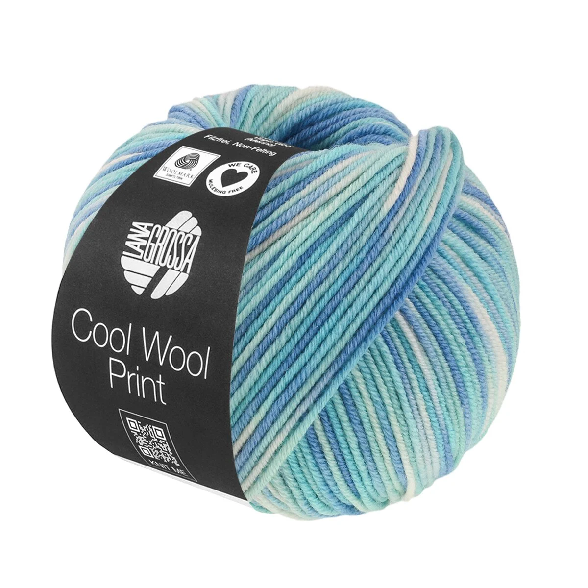 Lana Grossa - Cool Wool Print 0844 türkis hellblau azurblau rohweiß