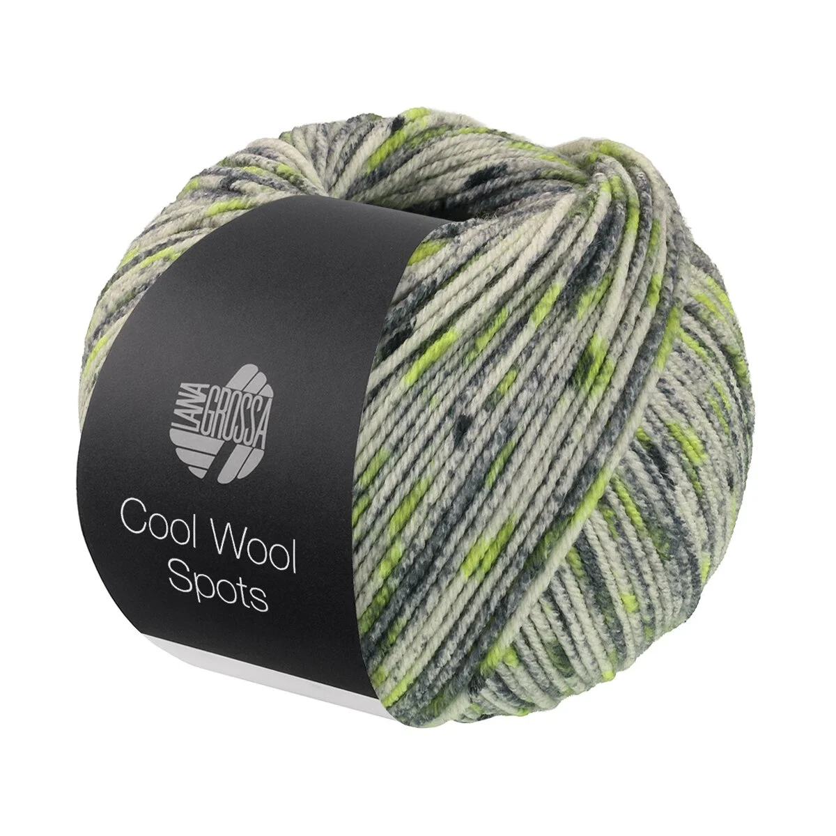 Lana Grossa - Cool Wool Spots 5013 frühlingsgrün weißgrün hellgrau dunkelgrau