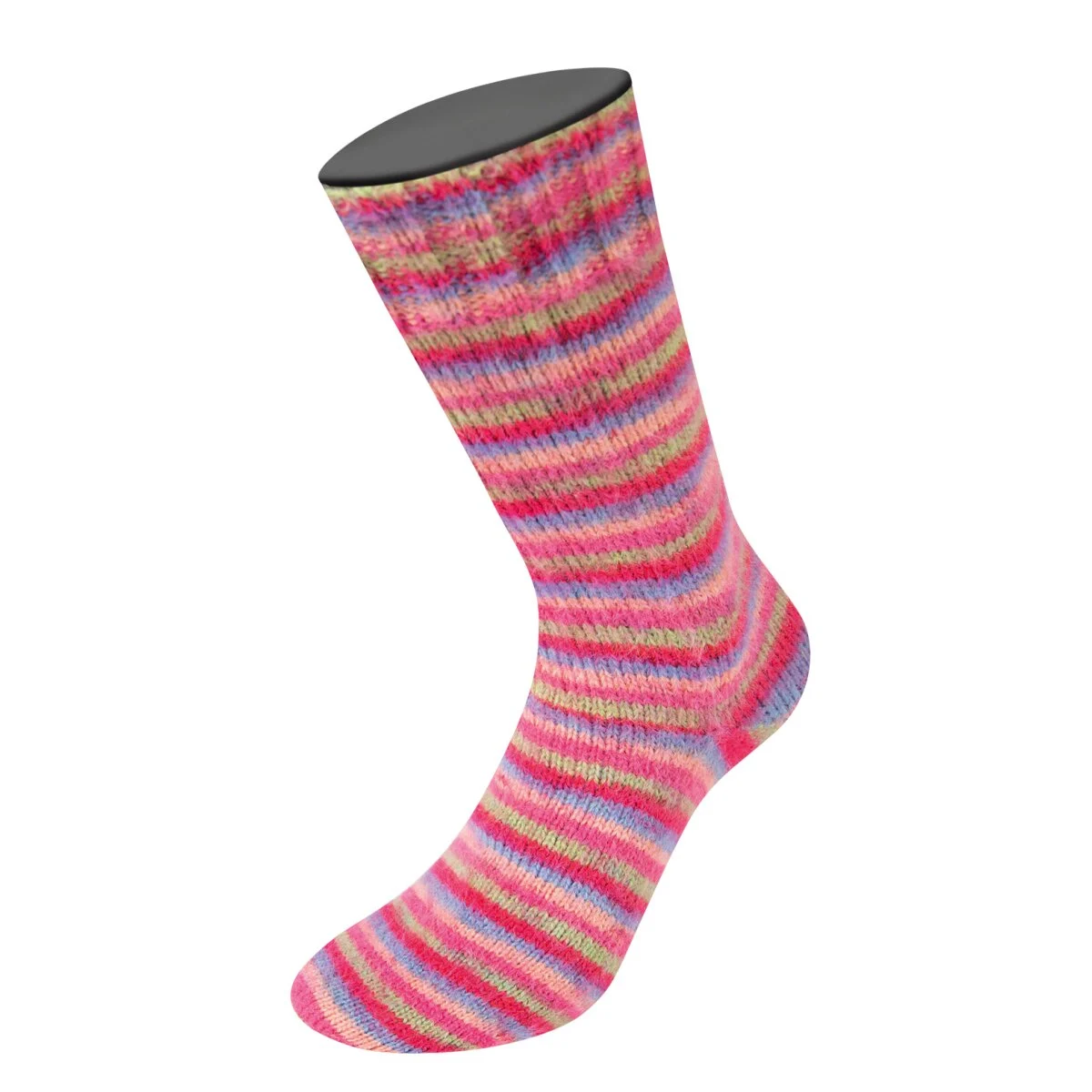 Lana Grossa - Cosy Socks Multi Stripes 0152 tulpenrot veilchenblau lachsrosa pink hellgrün