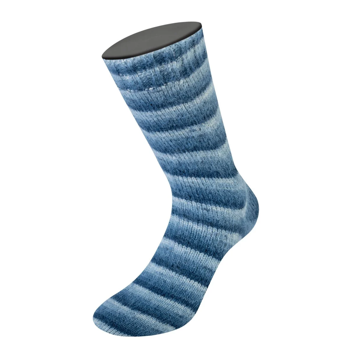 Lana Grossa - Cosy Socks Soft Stripes 0106 schwarzblau graublau rauchblau weißblau