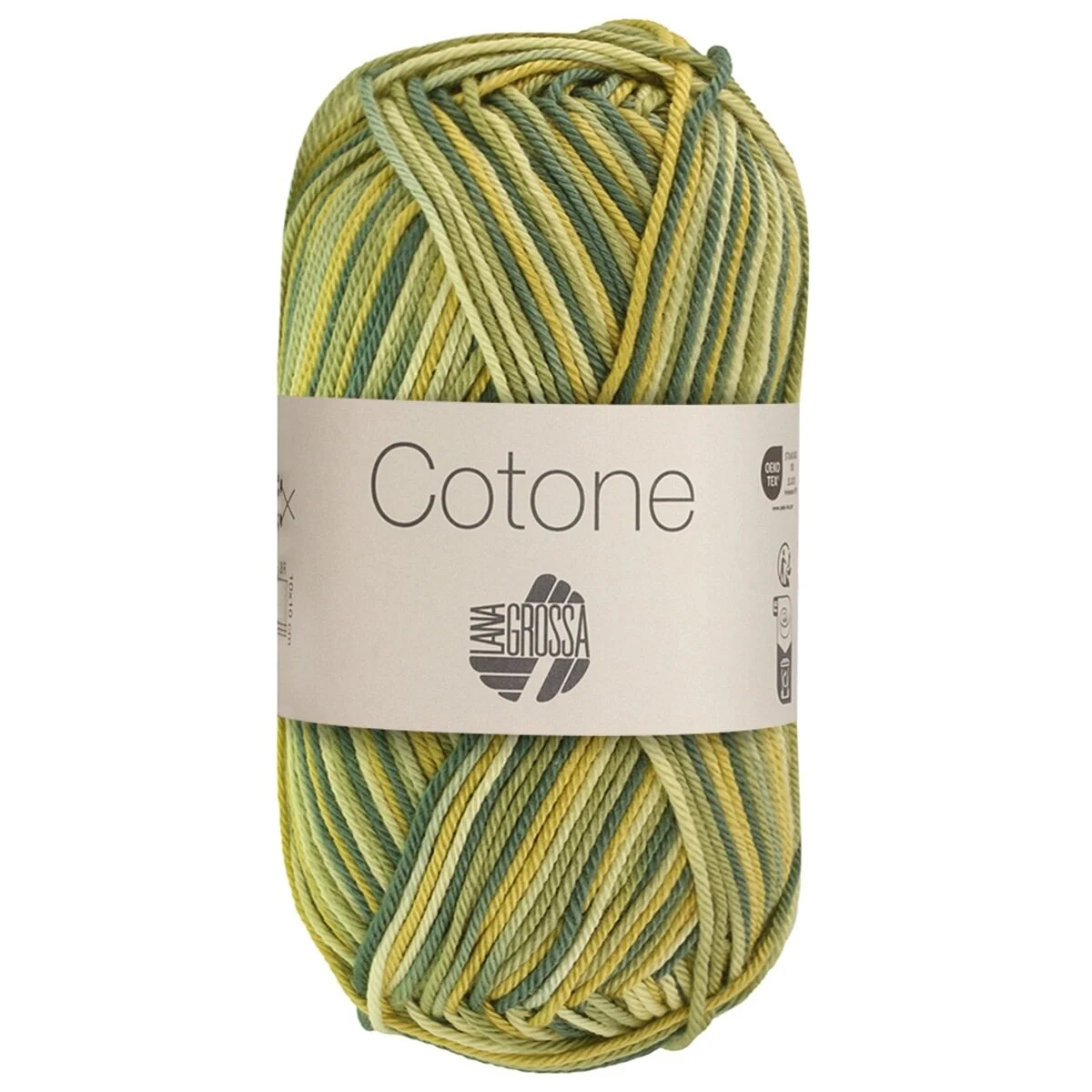 Lana Grossa - Cotone Print 0367 weißgrün kiwigrün opalgrün patinagrün