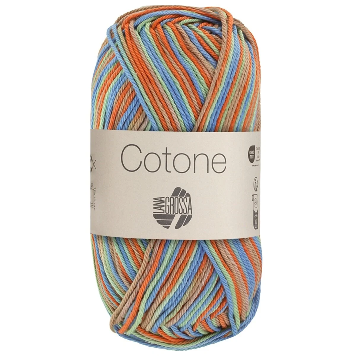 Lana Grossa - Cotone Print 0370 mandarin graubeige mintgrün türkis