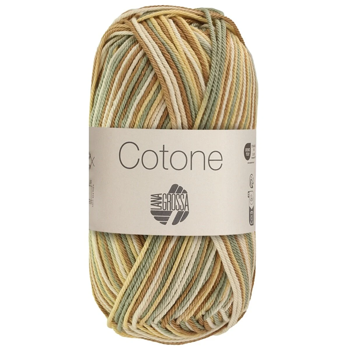 Lana Grossa - Cotone Print 0371 creme vanille hellbeige camel salbeigrün