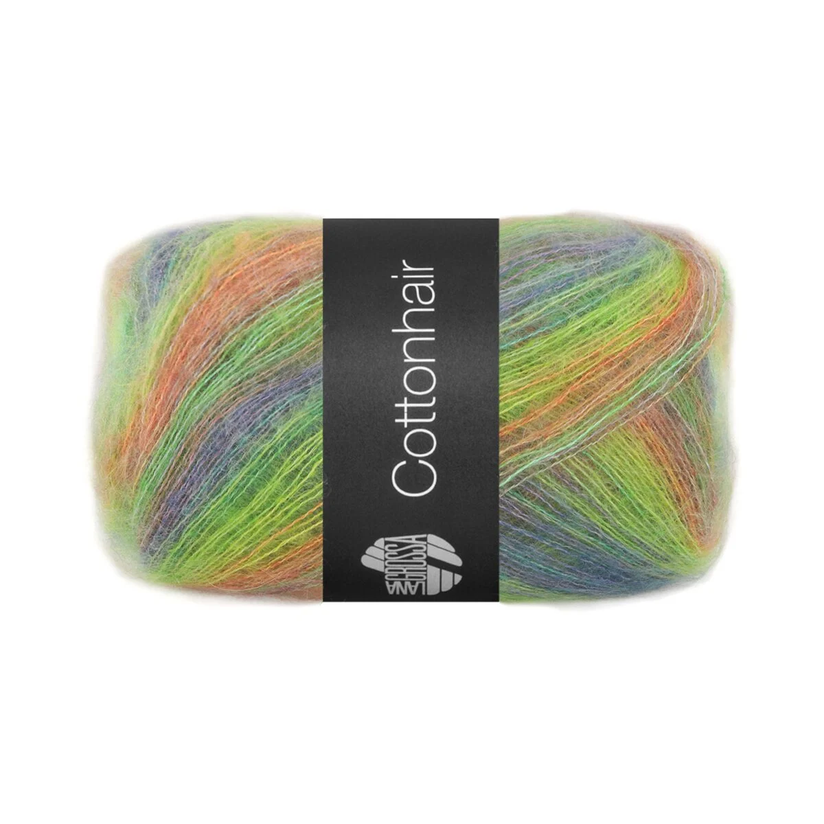 Lana Grossa - Cottonhair 0102 orange grün gelbgrün blauviolett graubraun