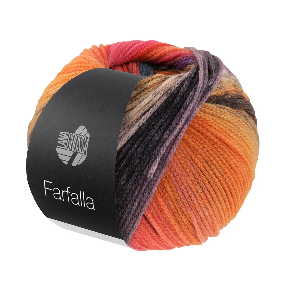 Lana Grossa - Farfalla 0002 rosabeige, graubraun, orange, hellorange, mokka, nachtblau, himbeer, brombeer