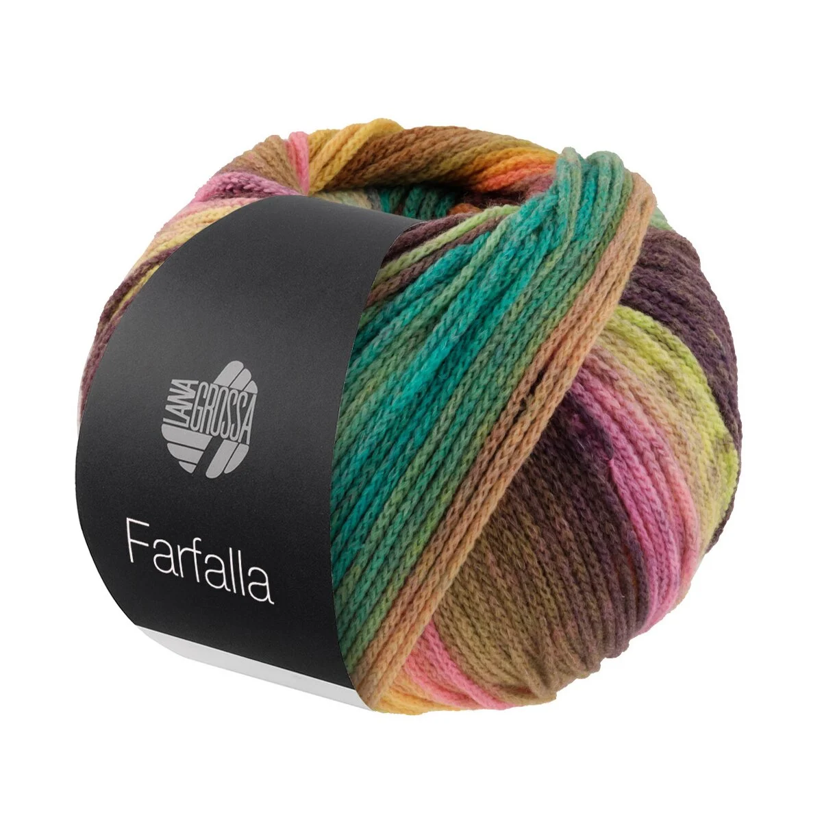 Lana Grossa - Farfalla 0006 pfirsich, camel, graugrün, erika, pistazie, graubraun, violett, grün, türkis, nussbraun