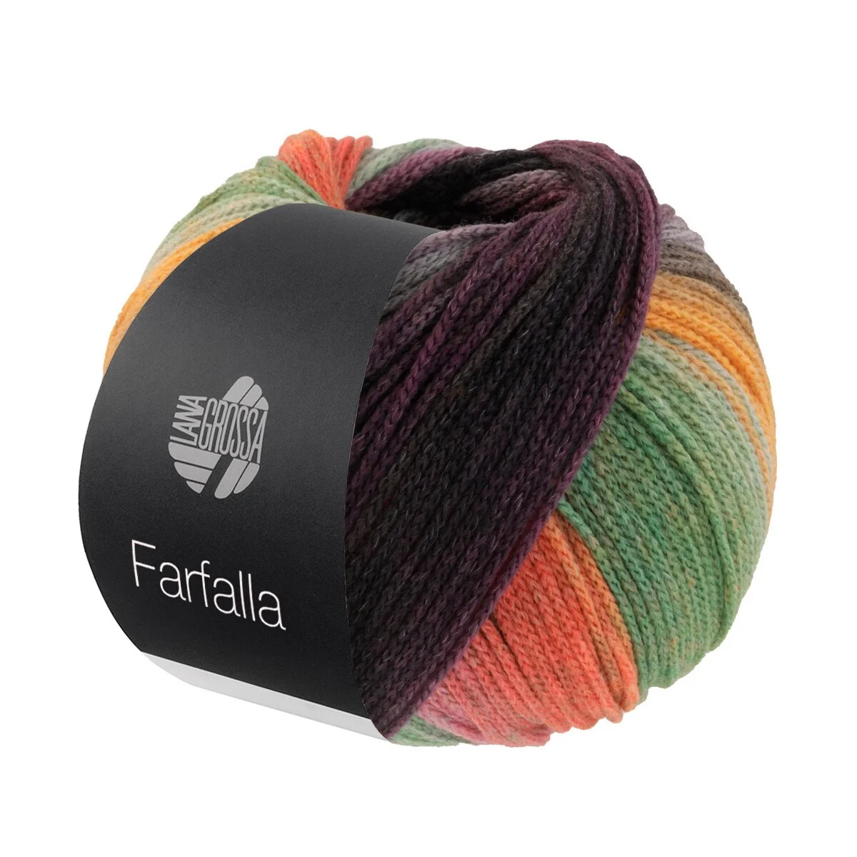 Lana Grossa - Farfalla 0009 orange, mint, grau, grün, dunkelgrün, schwarzgrün, rost, fuchsia, brombeer, graublau