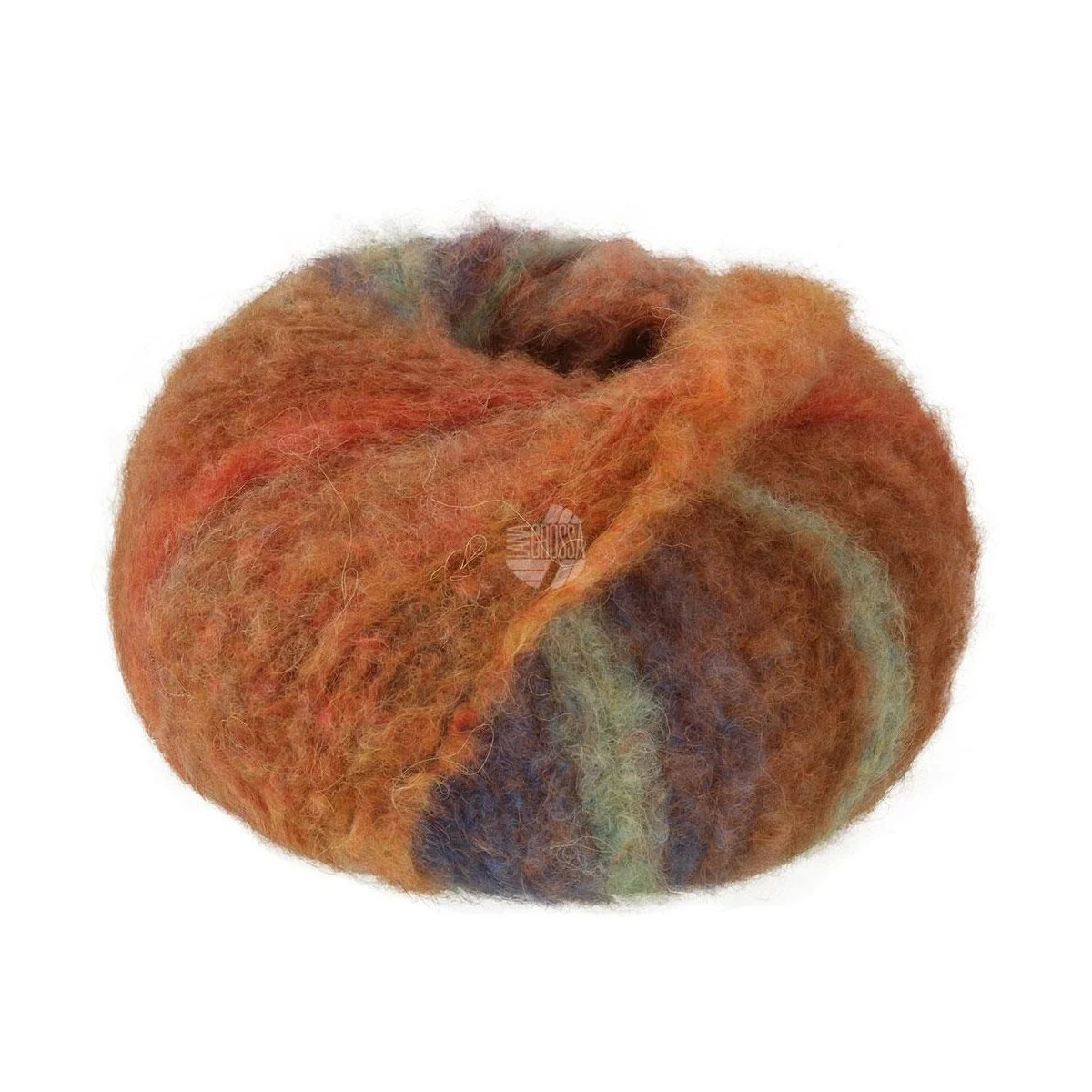 Lana Grossa - Gigante Multi 0104 camel schokobraun orange minttürkis senfgelb ocker graubraun rost