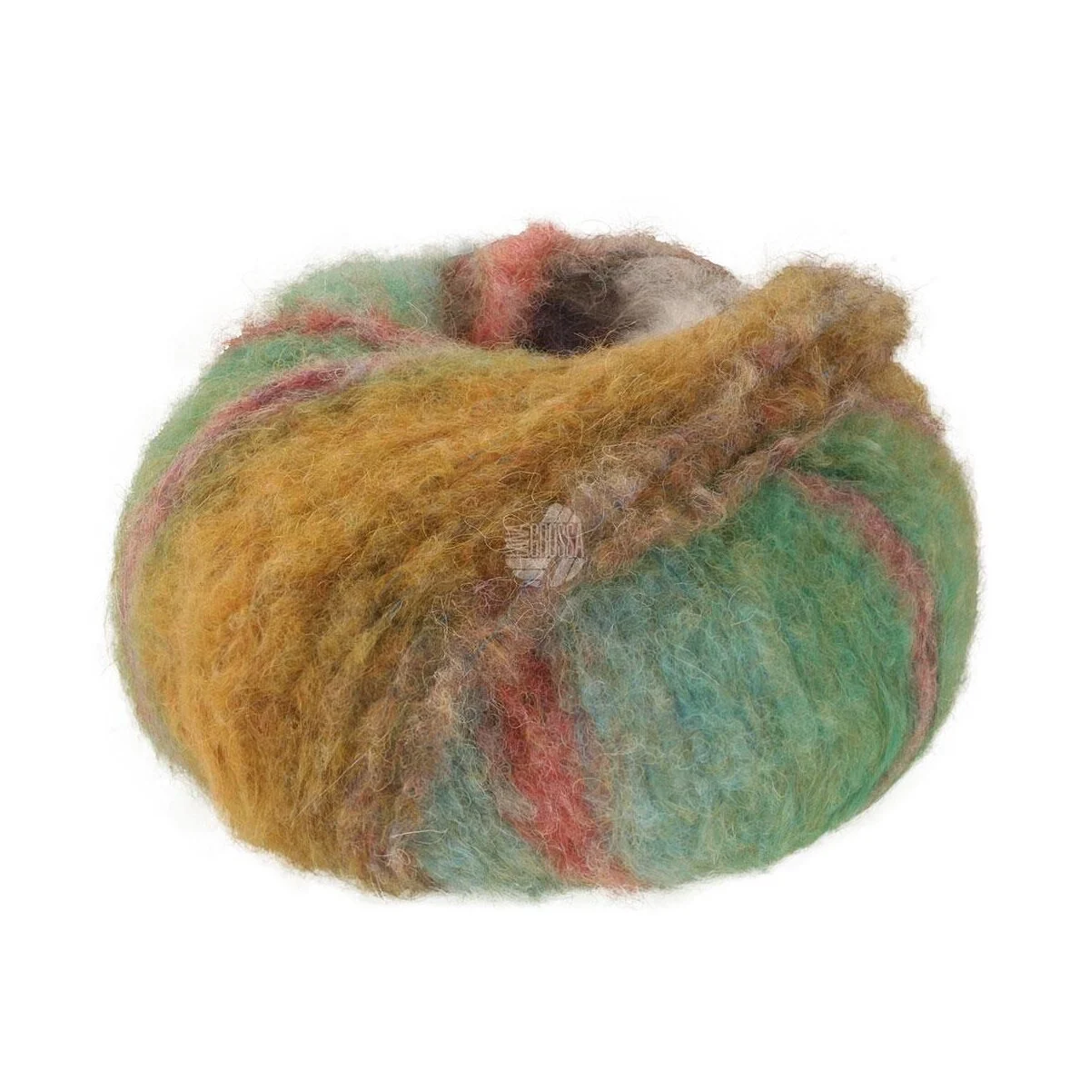 Lana Grossa - Gigante Multi 0105 graugrün rotviolett dunkeljeans gelborange geranienrosa oliv moosgrün