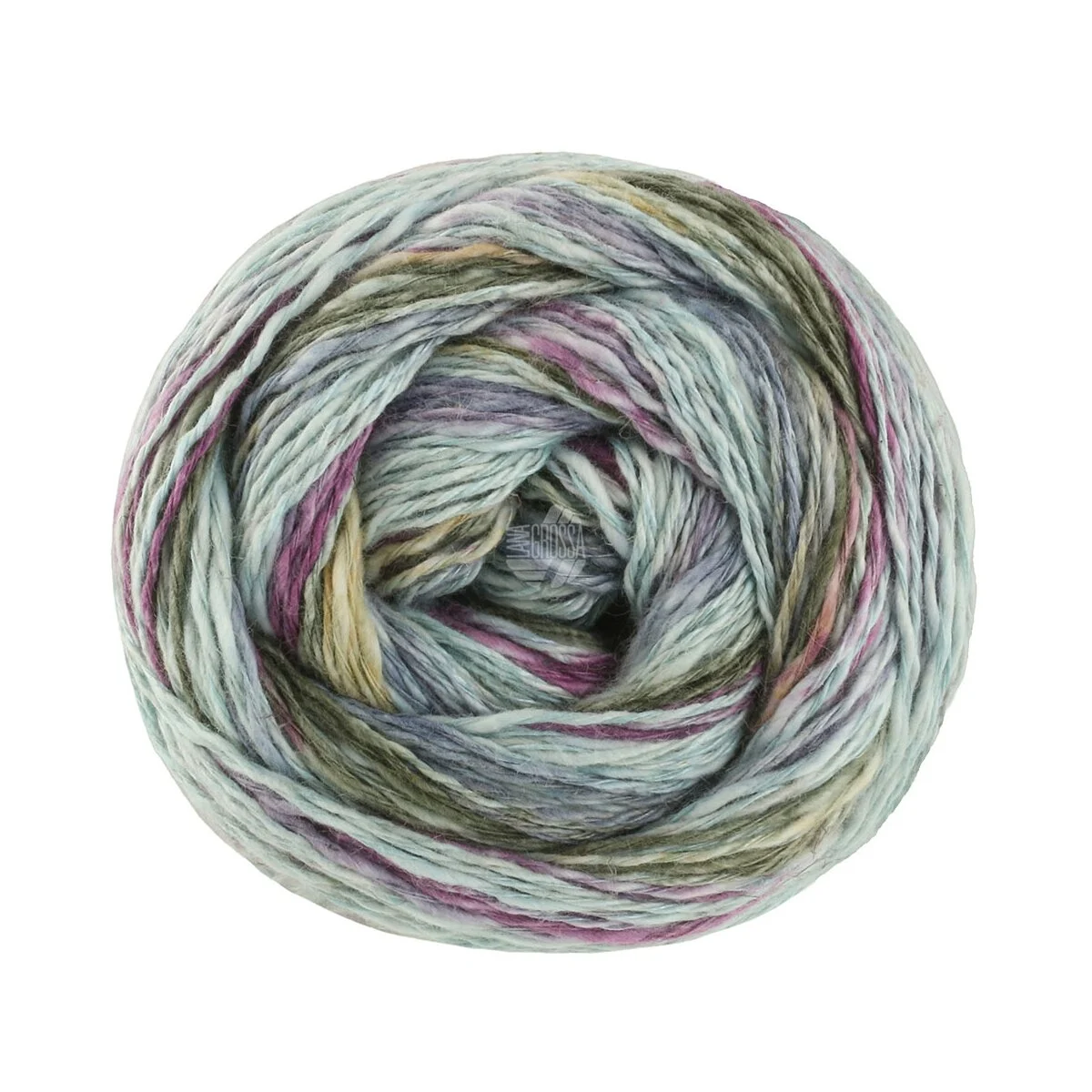Lana Grossa - Gomitolo California 3044 mint graublau graugrün rotviolett lavendel safrangelb