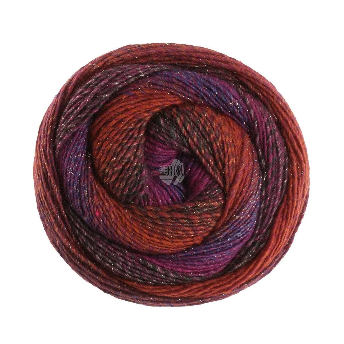 Lana Grossa - Gomitolo Gala 4029 burgund schwarzrot rotviolett purpur blauviolett dunkelblau rostrot terrakotta