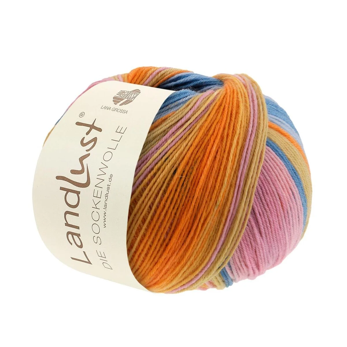 Lana Grossa - Landlust die Sockenwolle 0129 rosa altrosa erika grüngelb gelb orange mint seegrün gestreift