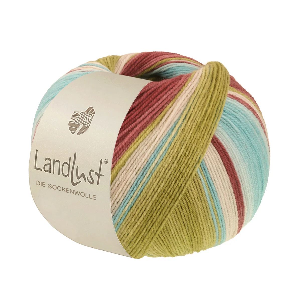 Lana Grossa - Landlust die Sockenwolle 0136 burgund graurot mint türkis pistazie natur gestreift