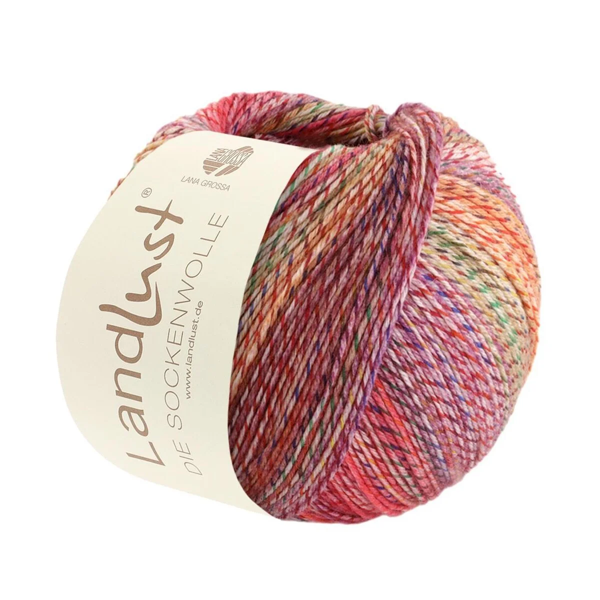 Lana Grossa - Landlust die Sockenwolle 0211 weinrot kirschrot flieder mauve gelb grün dunkelgrün marine meliert