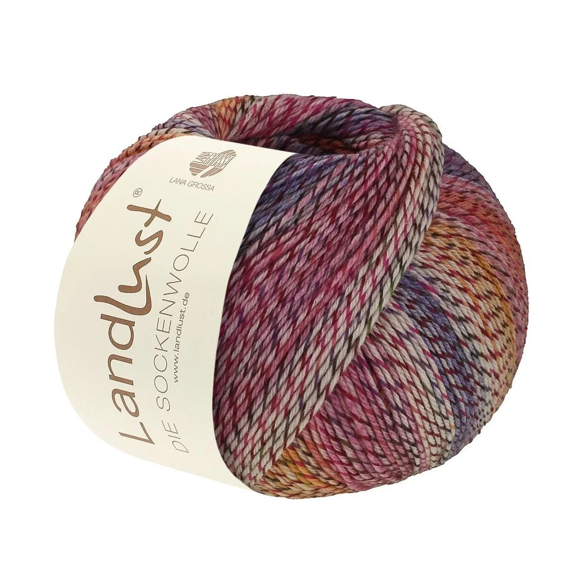Lana Grossa - Landlust die Sockenwolle 0219 ecru weinrot pink lila rosa dottergelb veilchenblau meliert