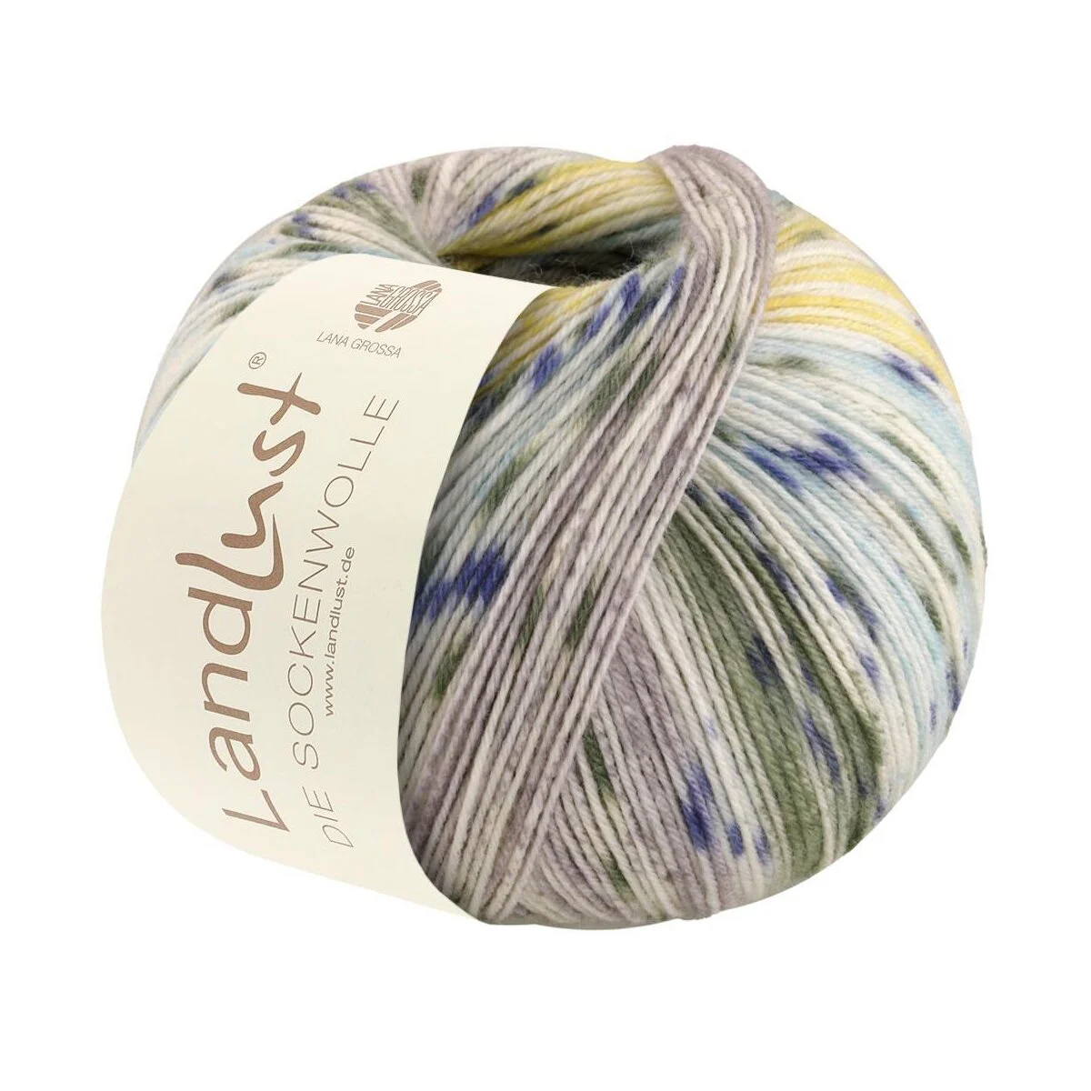 Lana Grossa - Landlust die Sockenwolle 0511 ecru vanille minttürkis taupe graugrün jeansblau gestreift