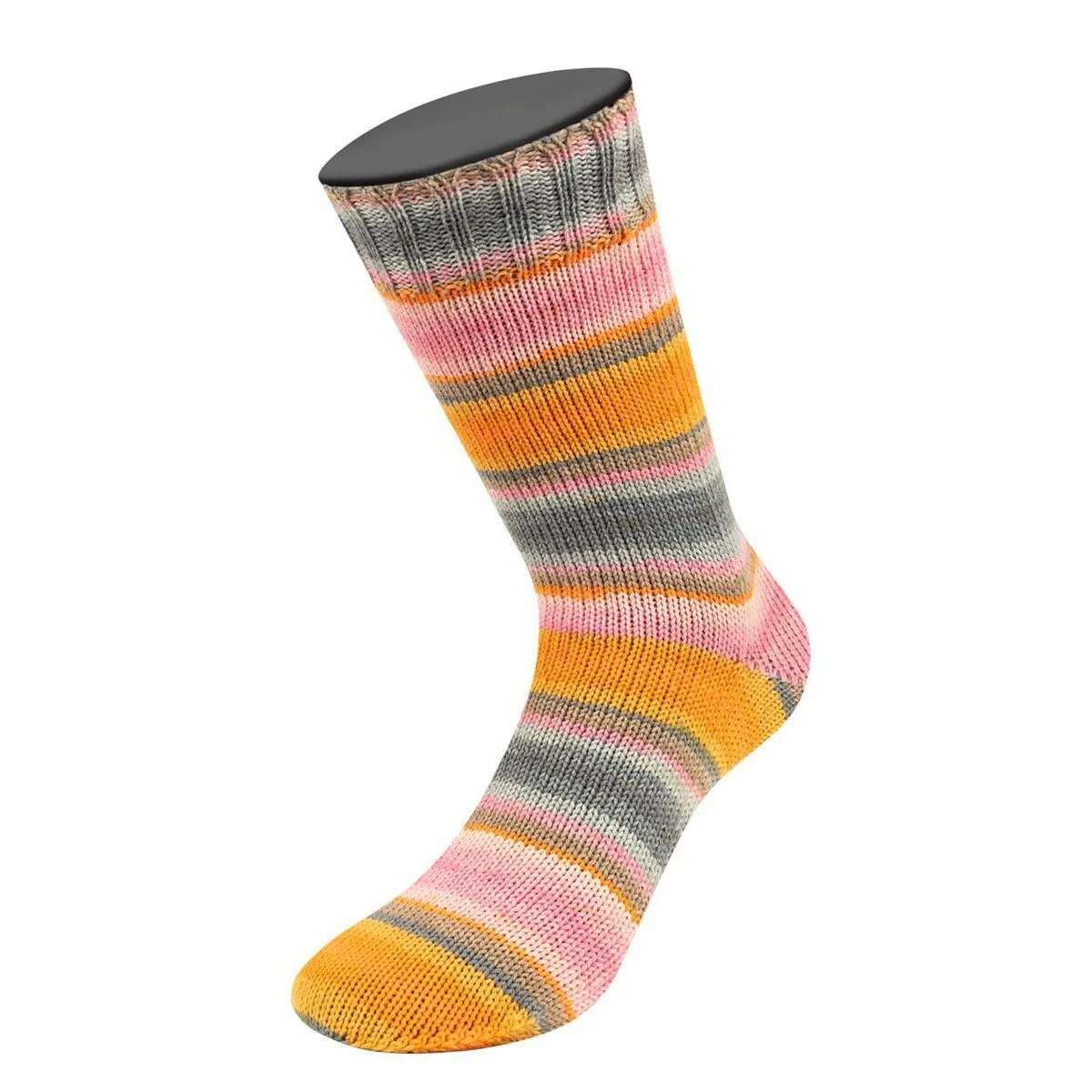 Lana Grossa - Landlust die Sockenwolle 6-F 150g 933 orange safrangelb dunkelgrau beige rosa hellgrau zartrosa pink gestreift