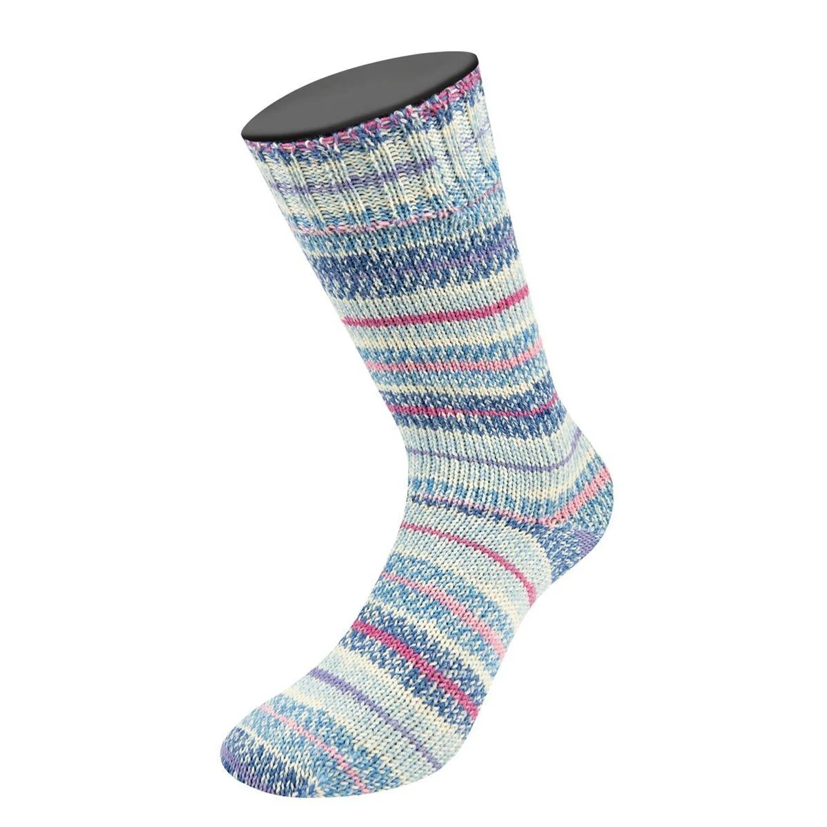 Lana Grossa - Meilenweit 100g Cashmere Mezzo 4206 dunkelblau pink ecru himmelblau rosa hellblau lila