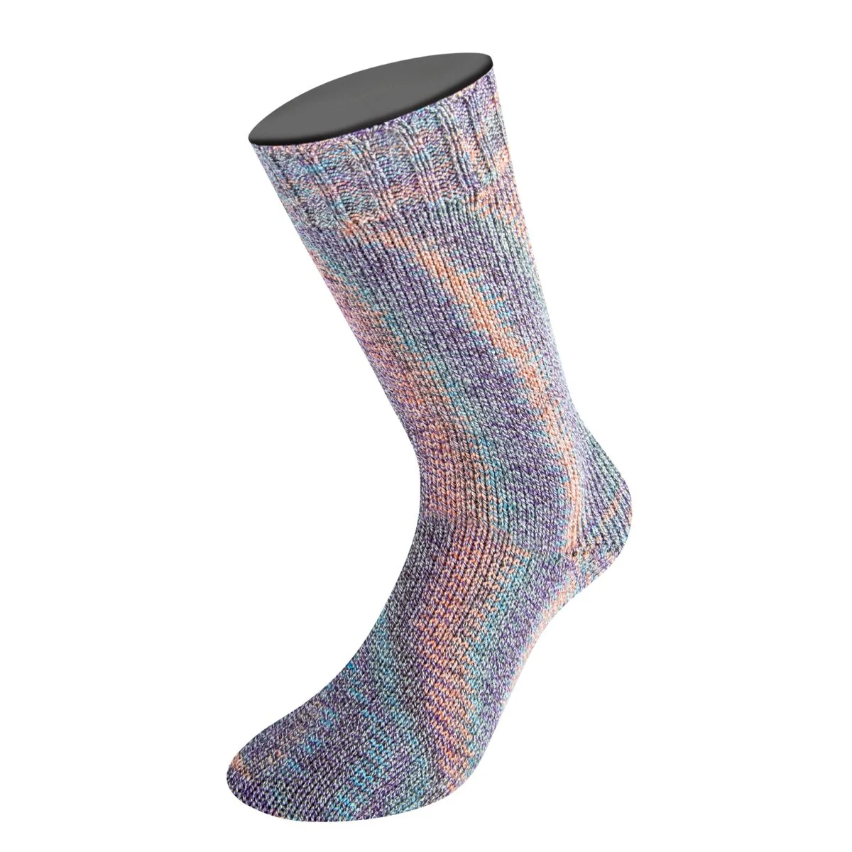Lana Grossa - Meilenweit 100g Cotton Bamboo Pepita 2508 dunkelgrau lachsrosa violett türkisblau