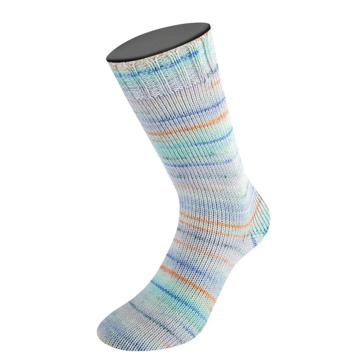 Lana Grossa - Meilenweit 100g Merino Extrafine Cremoso 4128 helltürkis orange creme pastellblau blau dunkelgrün blasslila