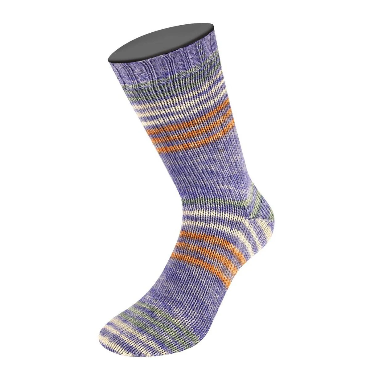 Lana Grossa - Meilenweit 100g Merino Extrafine Luna 4116 violett graulila rohweiß orange graugrün