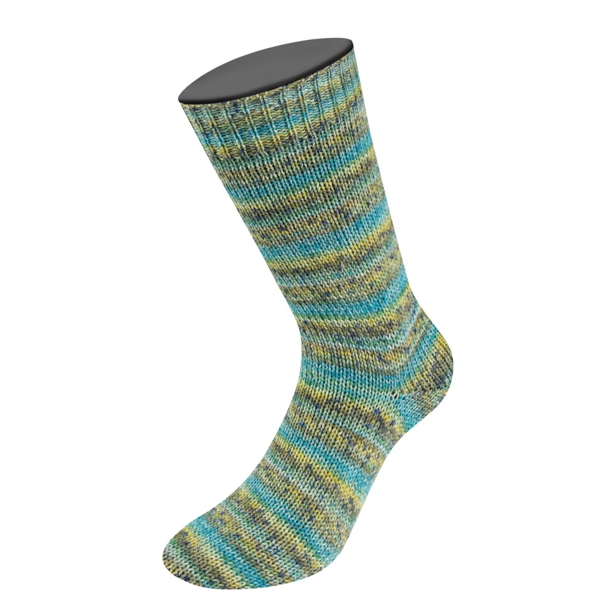 Lana Grossa - Meilenweit 100g Merino Extrafine Mountain 7603 limette graugrün dunkelgrün jade senfgelb mint gestreift