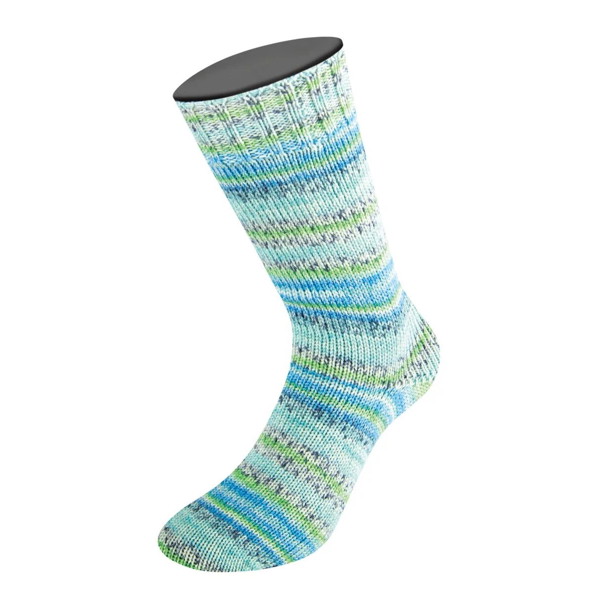 Lana Grossa - Meilenweit 100g Merino Extrafine Pepe 4142 helltürkis türkis grau weiß frühlingsgrün blau