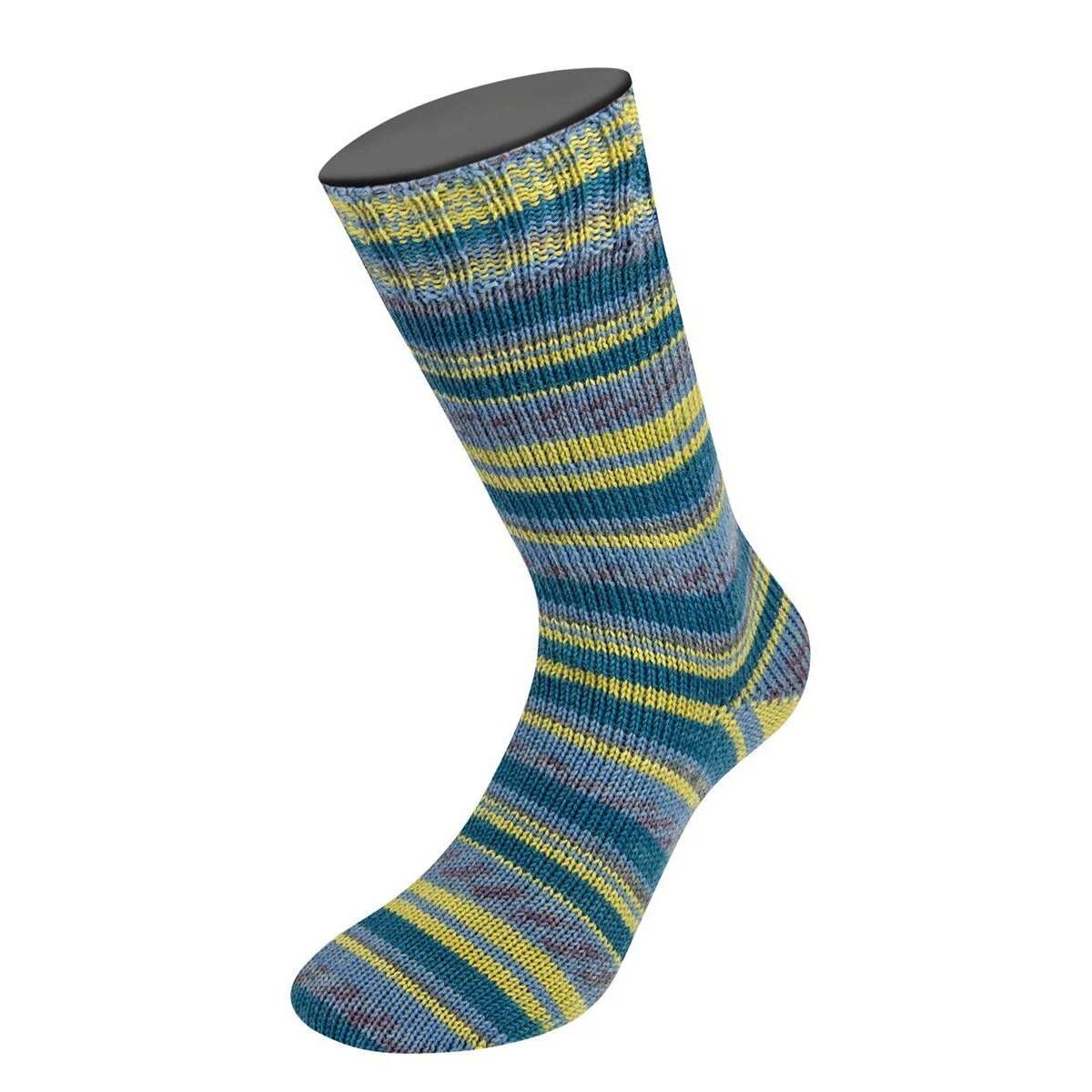 Lana Grossa - Meilenweit 100g Merino Extrafine Soft 4464 taubenblau grüngelb mausgrau petrol antikrot gestreift
