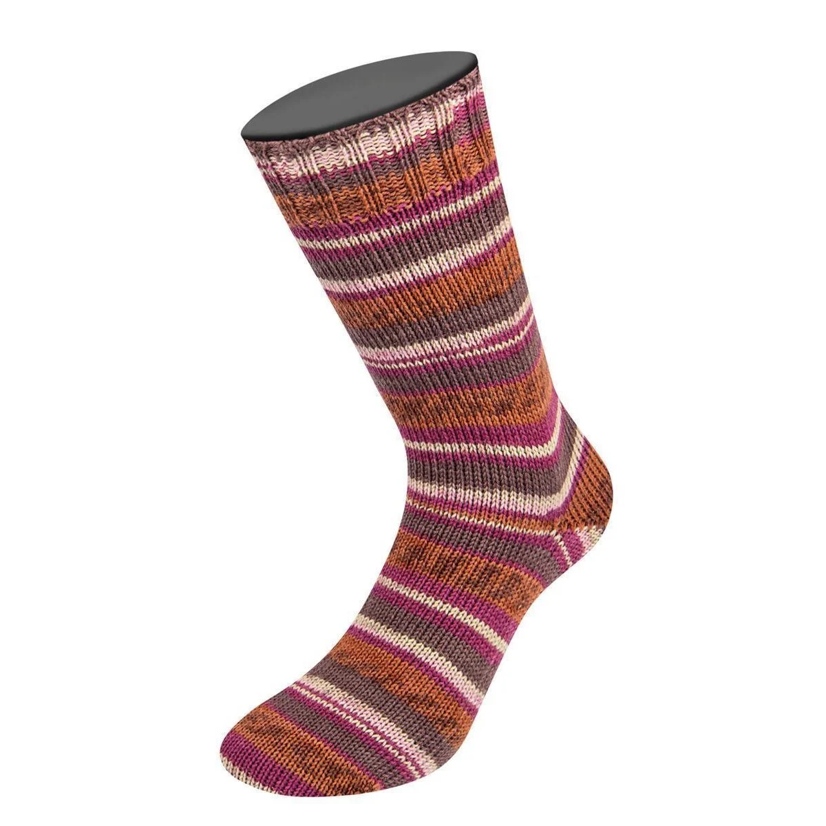 Lana Grossa - Meilenweit 100g Merino Extrafine Soft 4468 rosa natur antikrot fuchsia rost braun gestreift