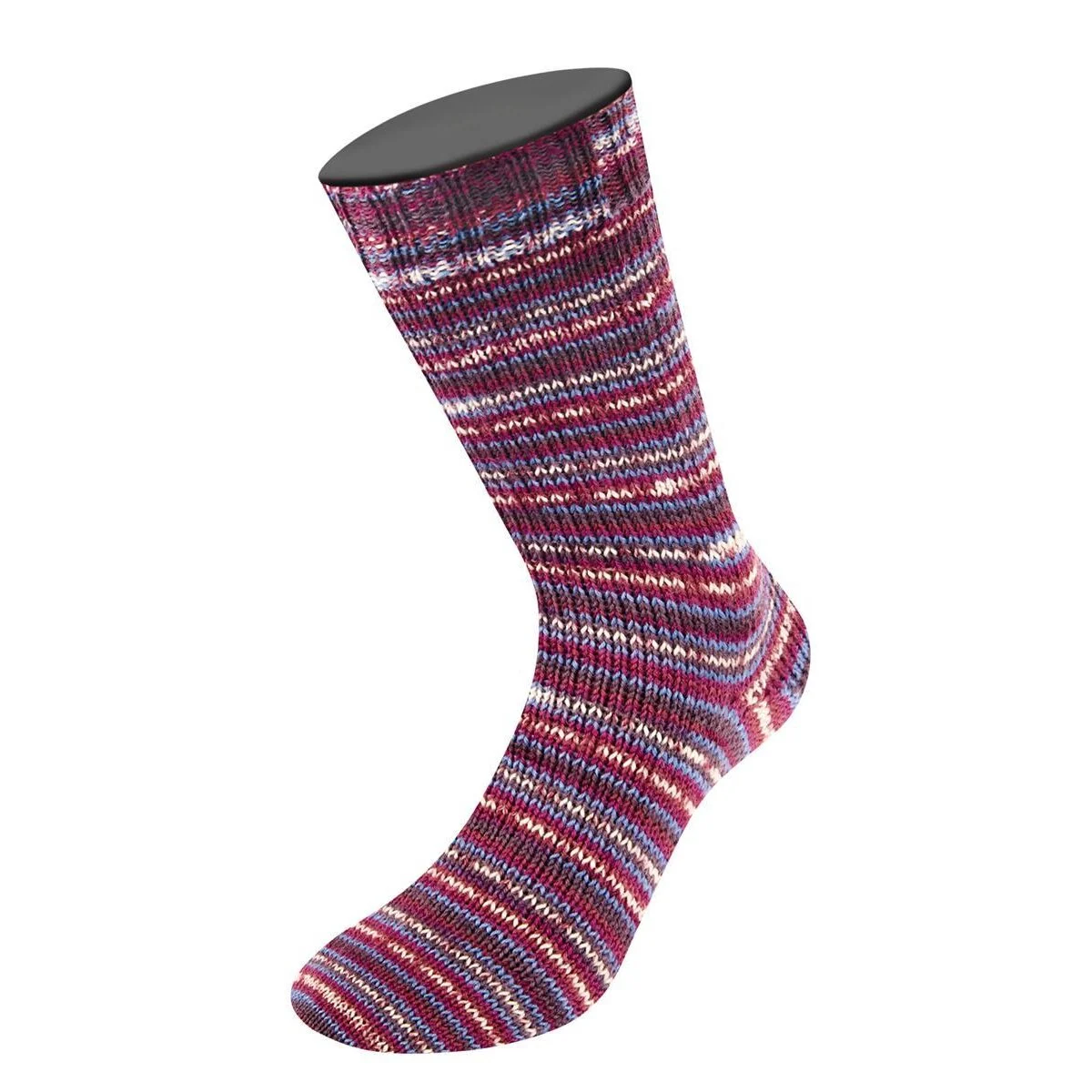 Lana Grossa - Meilenweit 100g Punto 6302 fuchsia burgund ecru himmelblau dunkelbraun