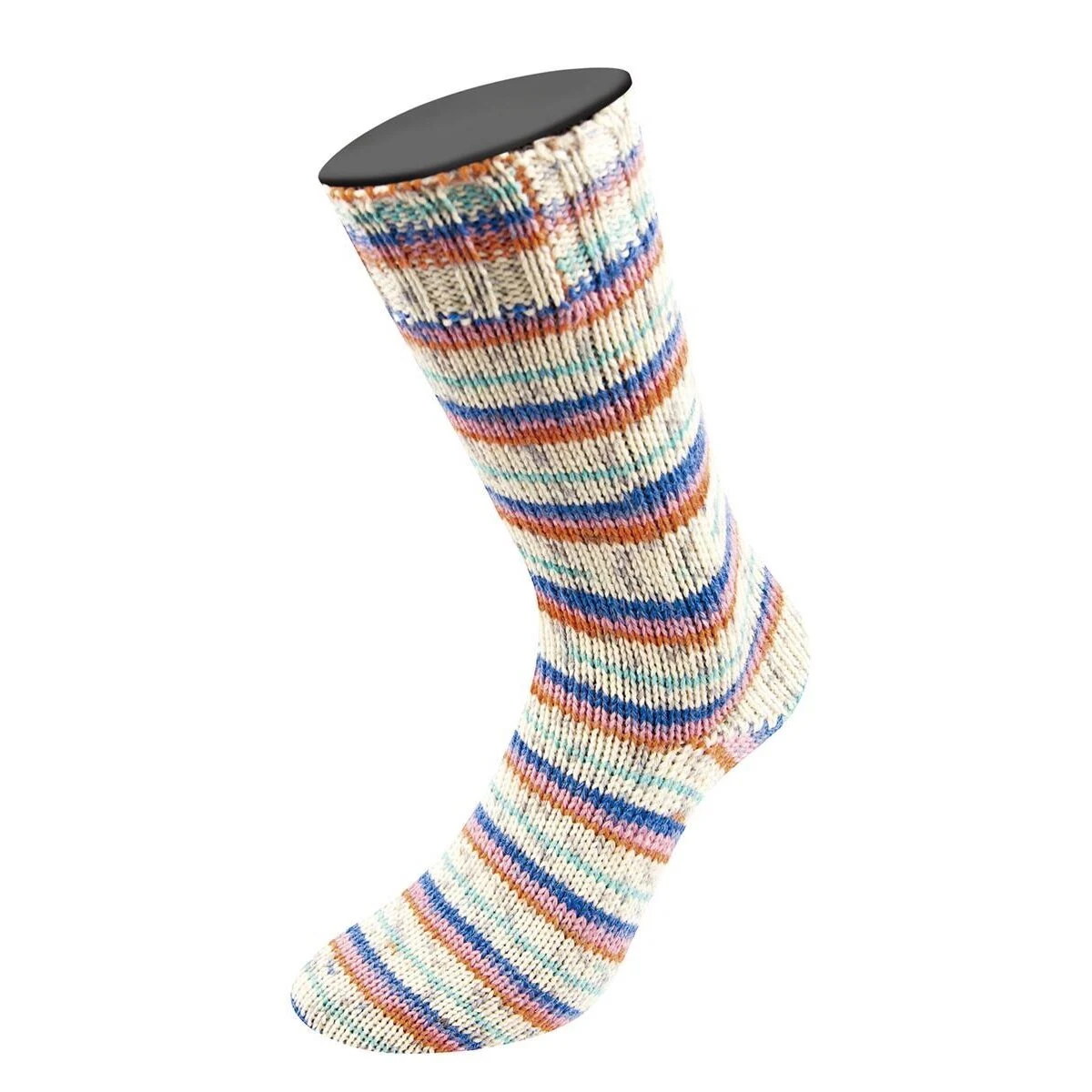 Lana Grossa - Meilenweit 6-fach 150g Alpaca Print 1104 blau flieder orange weiß türkisgrün hellgrau