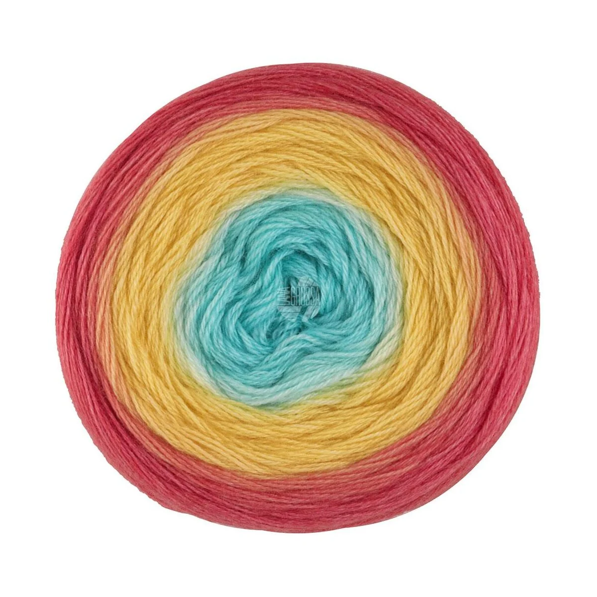 Lana Grossa - Merino Lace Aquarell 0015 lachsrot lachsorange gelb türkis