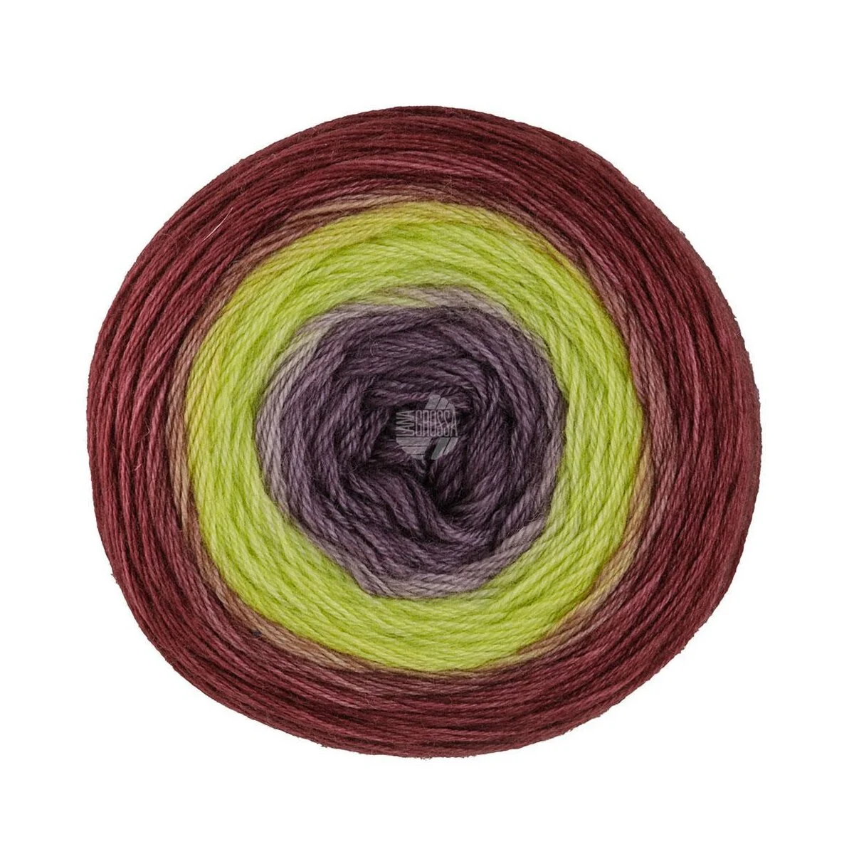 Lana Grossa - Merino Lace Aquarell 0019 bordeaux zitrusgelb dunkelgrauviolett