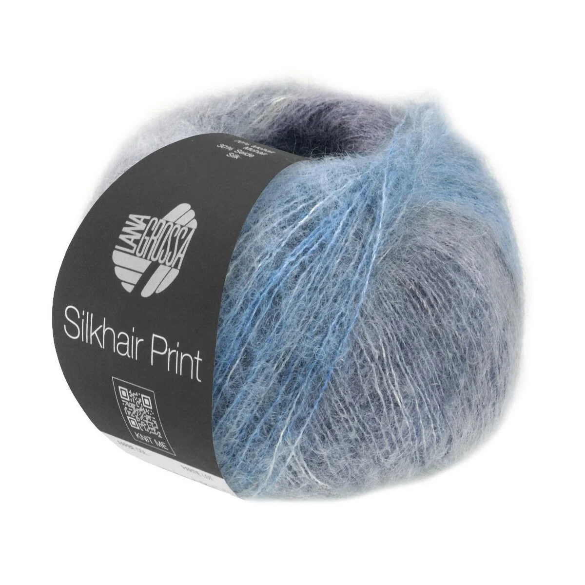 Lana Grossa - Silkhair Print 25g 0431 mausgrau hellgrau graulila jeans graublau