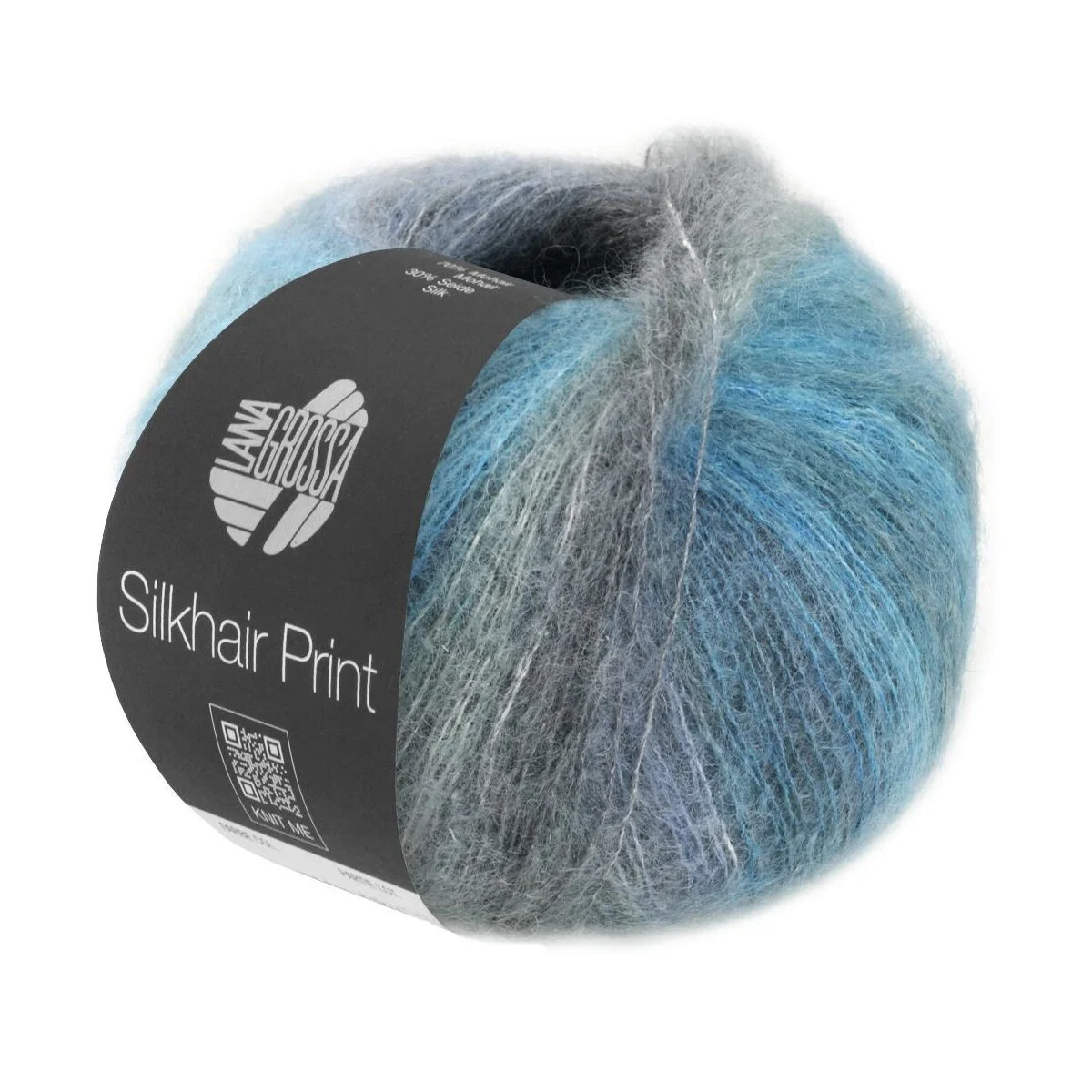 Lana Grossa - Silkhair Print 25g 0432 petrol dunkelpetrol mittelgrau mausgrau rauchgrau